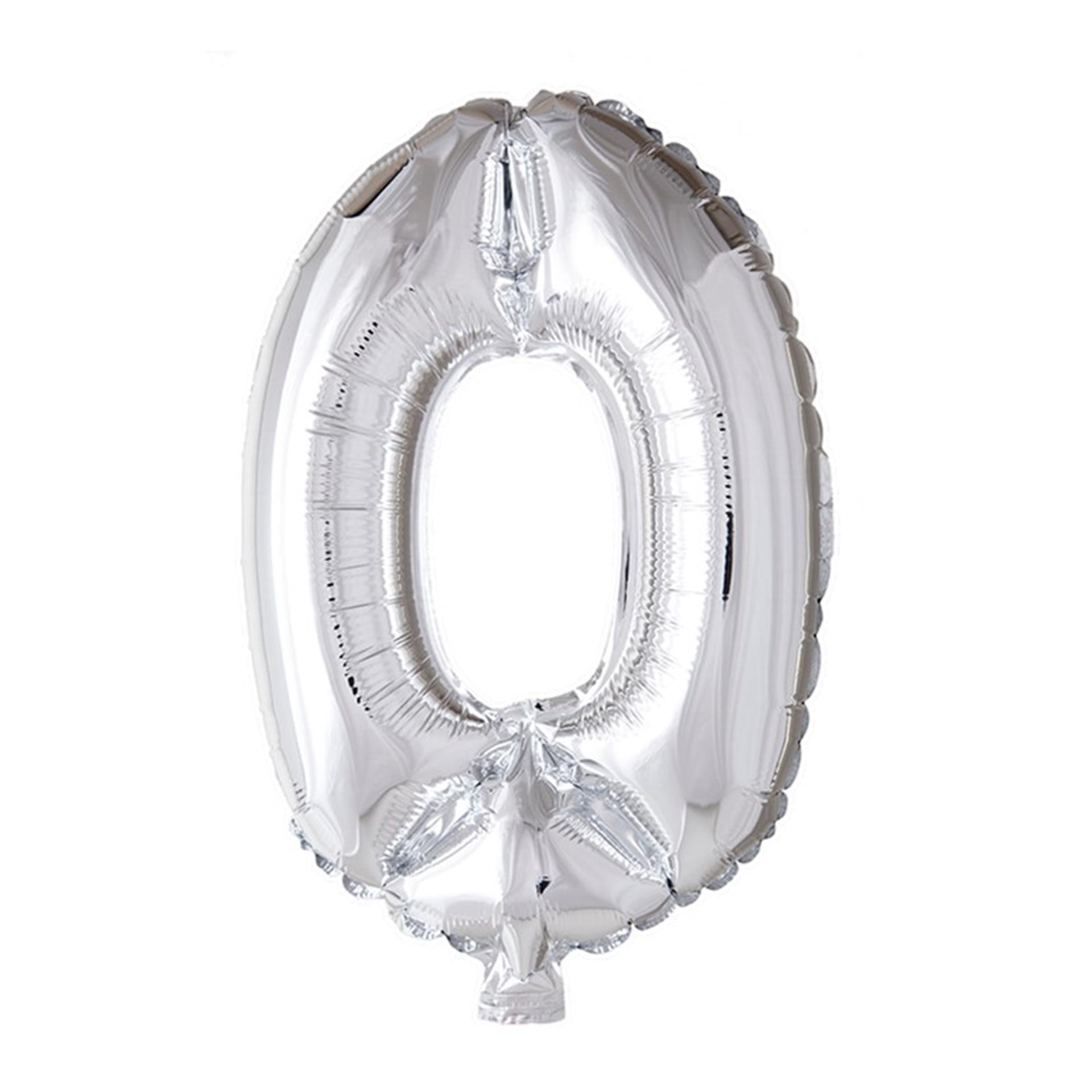 Globos Folienballon Zahl '0' silber 40cm