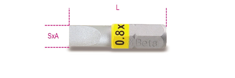 Beta 860 lp Bit für Schlitzschrauben 0,5 x 3 gelb gefärbt