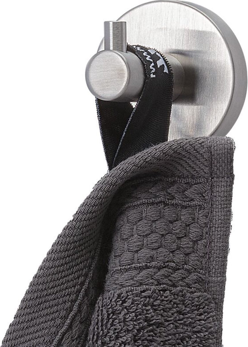 Tiger Boston – Handtuchhaken ⌀ 5 cm – ohne Bohren – Bohren oder Kleben – Edelstahl gebürstet