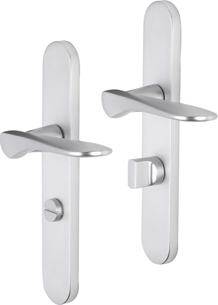 Impresso-Türgriff – Watford – für den Innenbereich – ovales Türschild mit Toilettenschloss – Aluminium – 2 Stück