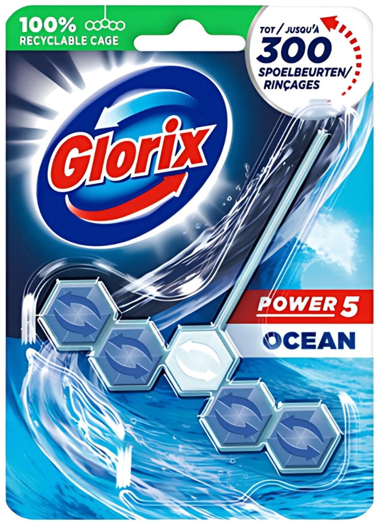 Glorix - Toilettenblock - Kraft 5 - Ozean - langanhaltende Frische - 55 g