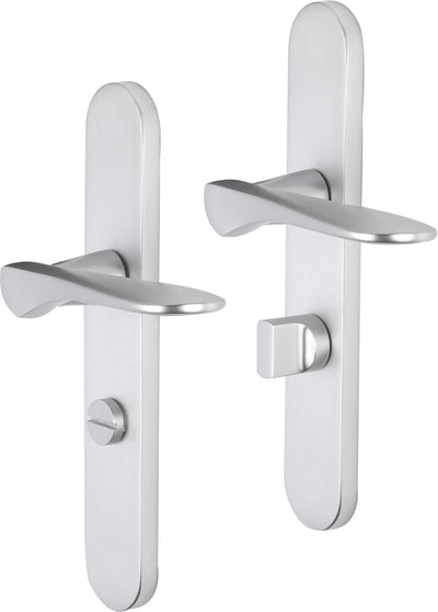 Impresso-Türgriff – Watford – für den Innenbereich – ovales Türschild mit Toilettenschloss – Aluminium – 2 Stück