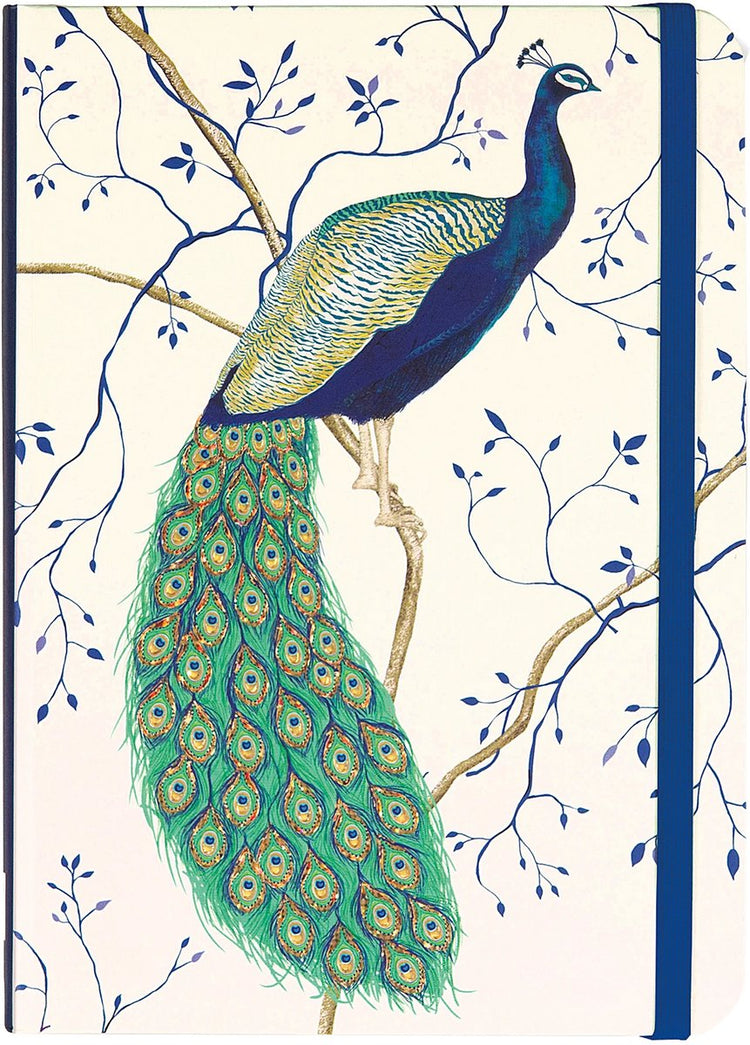 Peter Pauper kompaktes Notizbuch – Pfau – mit elastischem Verschluss – 13 x 18 cm