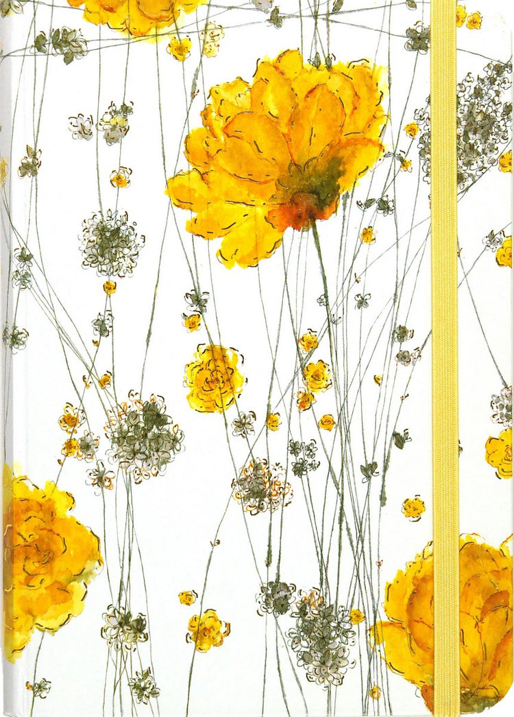 Peter Pauper kompaktes Notizbuch – gelbe Blumen – mit elastischem Verschluss – 13 x 18 cm