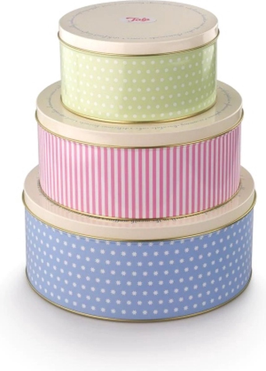 Tala Originals – Keksdosen-Set – 3 luftdichte Keksdosen – Pastell – für Kekse, Kuchen, Torten – stapelbar, langlebig – mit verschließbarem Deckel