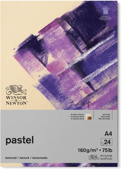Winsor Newton 6660765 Pastellblock A4 – Erdtöne, 160 g m², 24 Blatt, Pastellpapier für Pastellkreiden, Bleistiftkohle