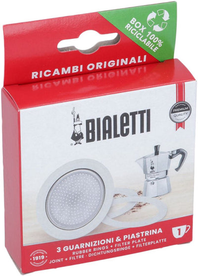 Bialetti Moka-Filterplatte aus Aluminium + 3 Gummiringe – 1 Tasse