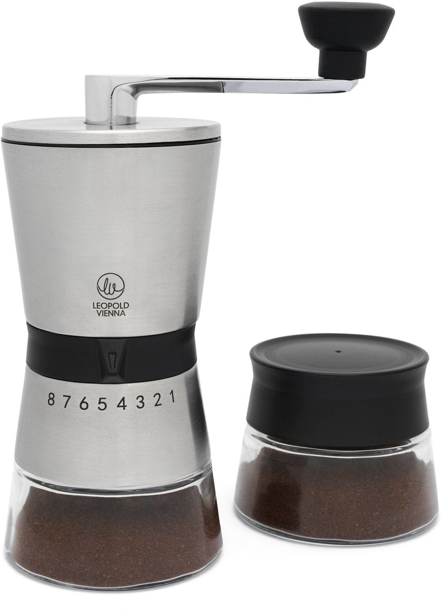 Leopold Wien – Kaffeemühle + Vorratsdose Bologna Geschenkset – Bedienungsanleitung