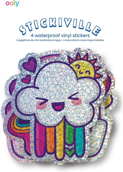 Ooly – Stickiville-Aufkleber: Happy Rainbows – Vinyl (4 gestanzt) (holografischer Glitzer)