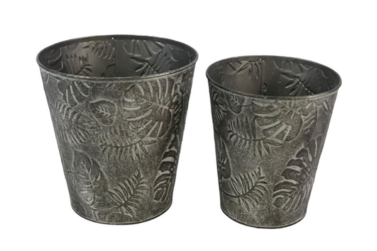 HBx Natural Living Blumentopf Floresta Zink 2er Set