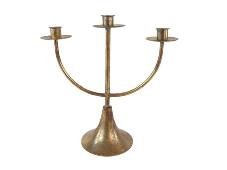Hbx Natural Living Kerzenständer 3-armig Metall Gold 30x13x30cm