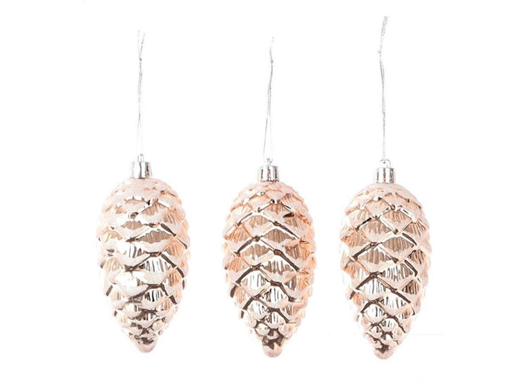 Hbx Natural Living Weihnachtsanhänger Tannenzapfen-Set, 3-teilig, Rosa
