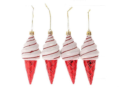 HBx Natural Living Hängedekoration Eiscreme-Set 4-teilig rot