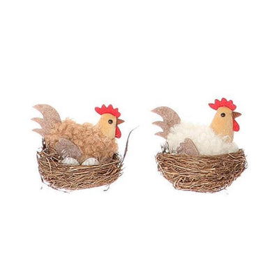 Hbx Natural Living Deko Huhn im Nest 7,5x5xh6cm