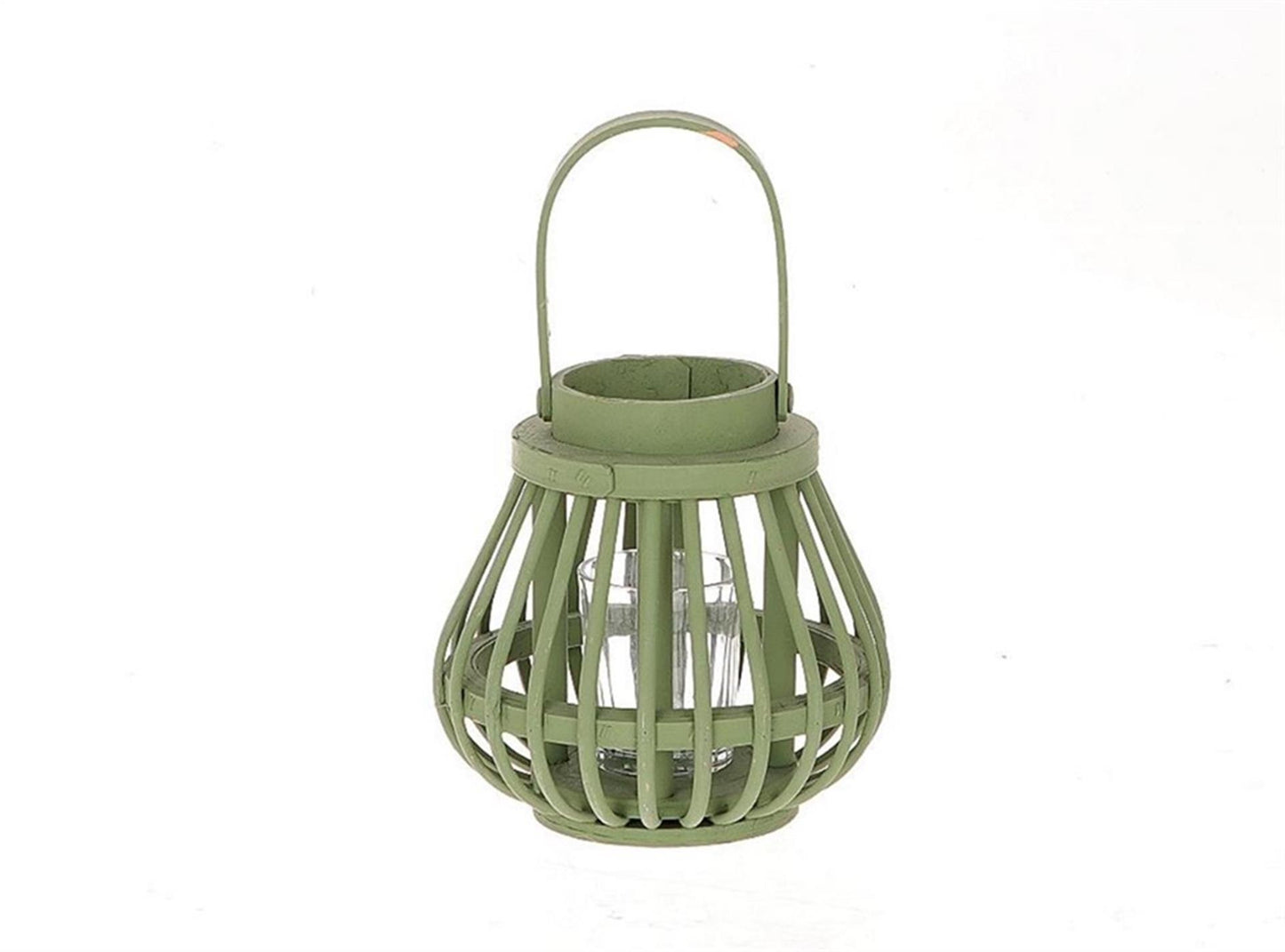 HBx natürliche lebende Laterne mit Glas h15cm grün
