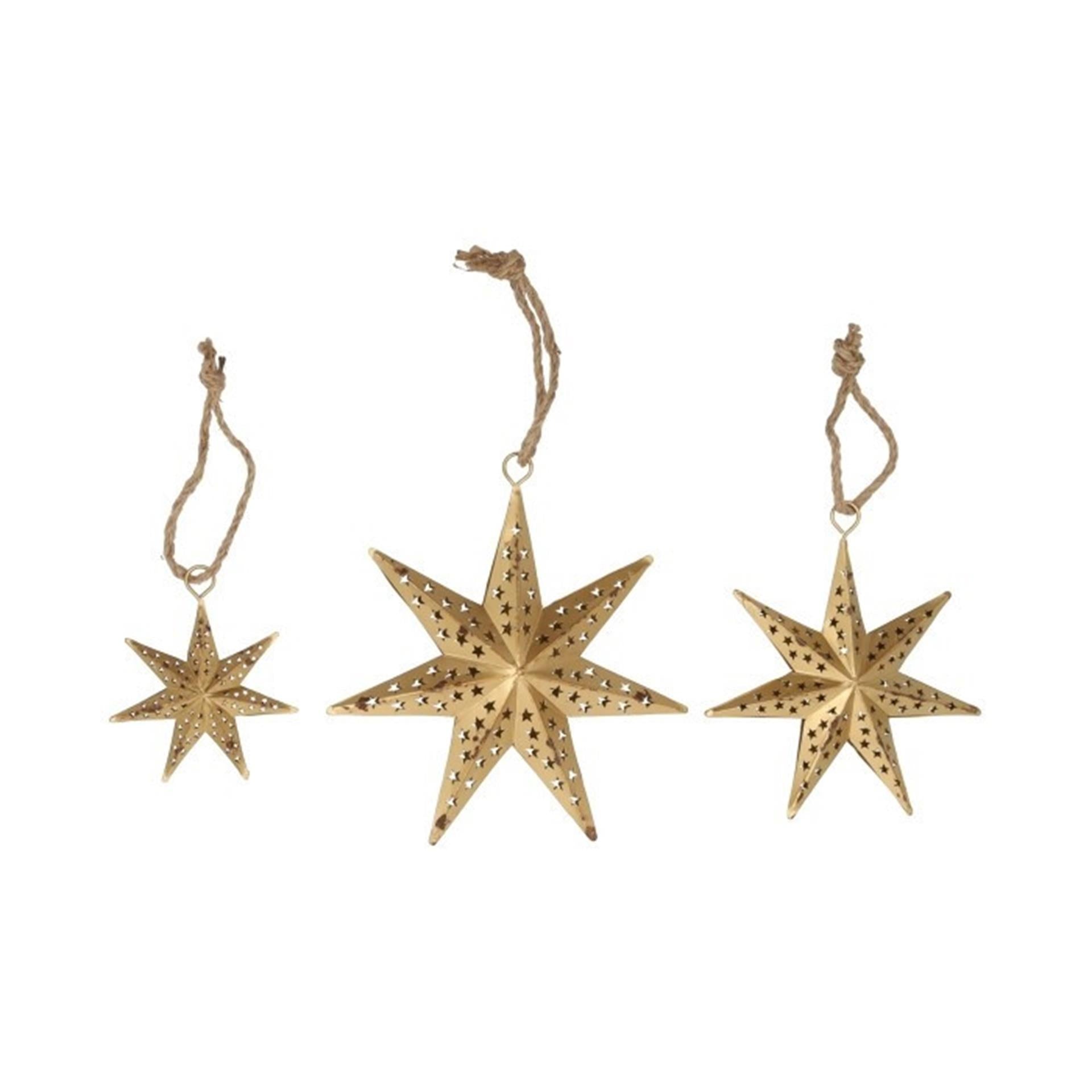 HBx natural Living Weihnachtsanhänger Stern 3-teilig Gold