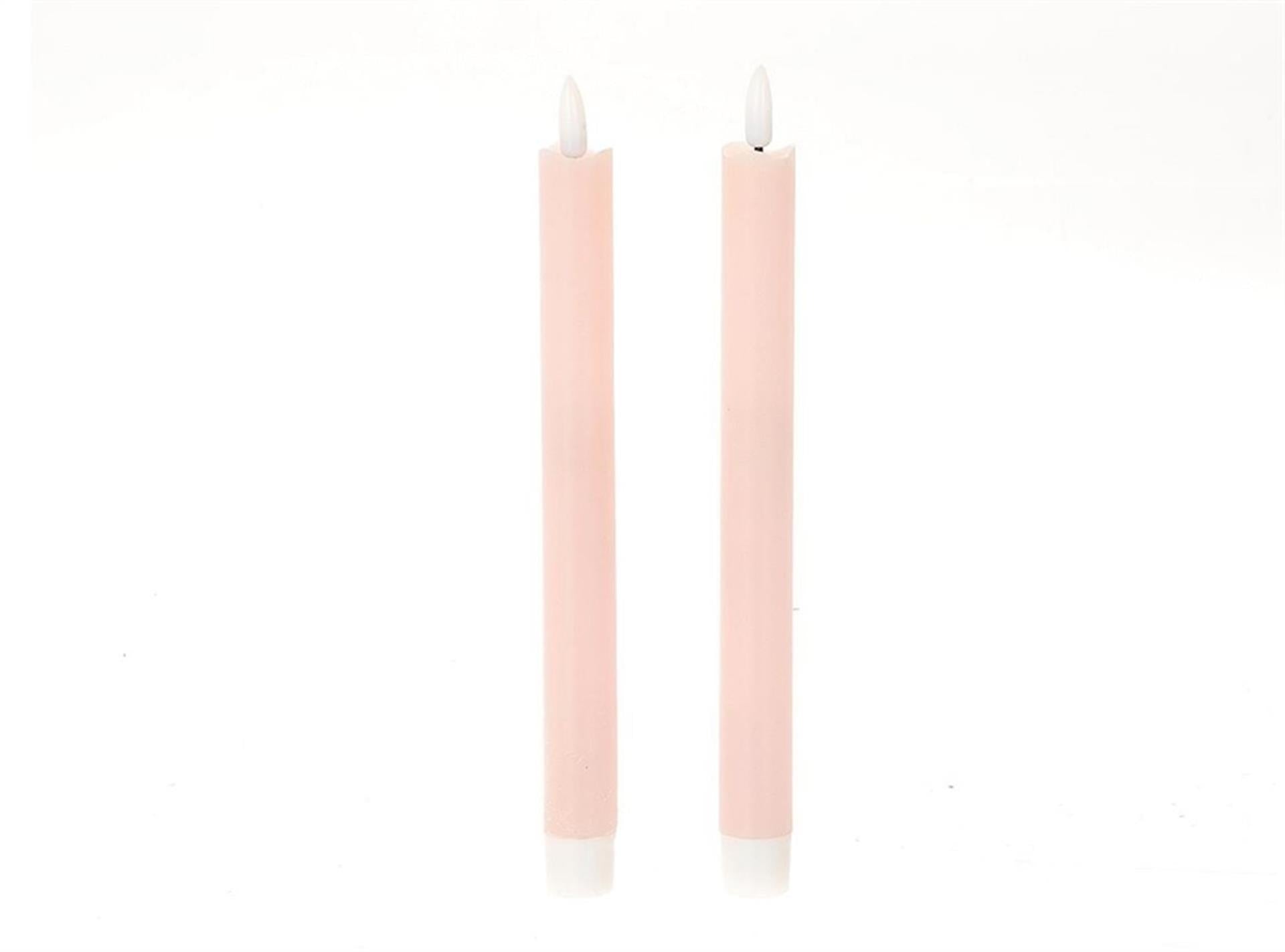 HBx Natural Living Dinner-Kerze mit LED-Flamme, 24,5 cm, rosa