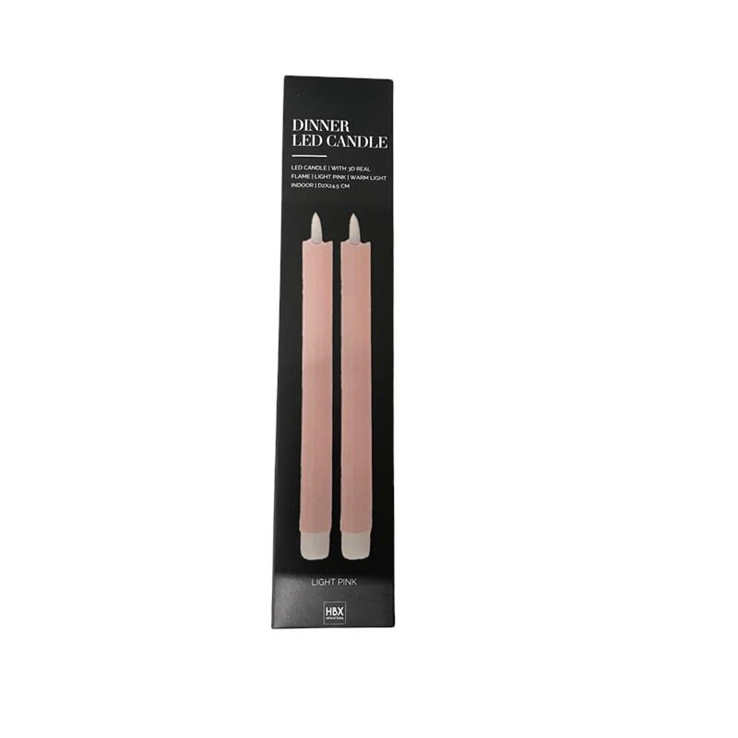 HBx Natural Living Dinner-Kerze mit LED-Flamme, 24,5 cm, rosa