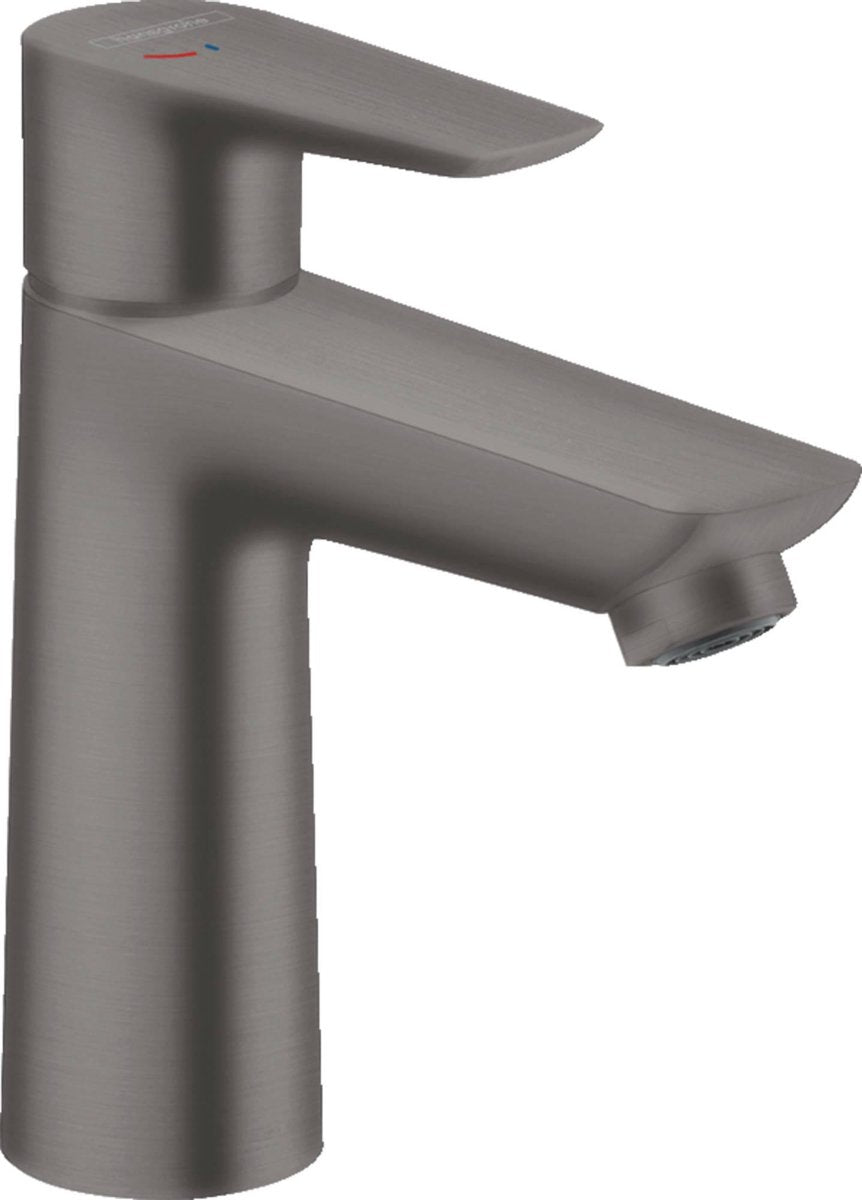Hansgrohe talis e – Waschtischarmatur – Einhebelbedienung – Kaltstart energiesparend – ohne Ablaufgarnitur – 110 mm Größe – gebürstetes Schwarzchrom