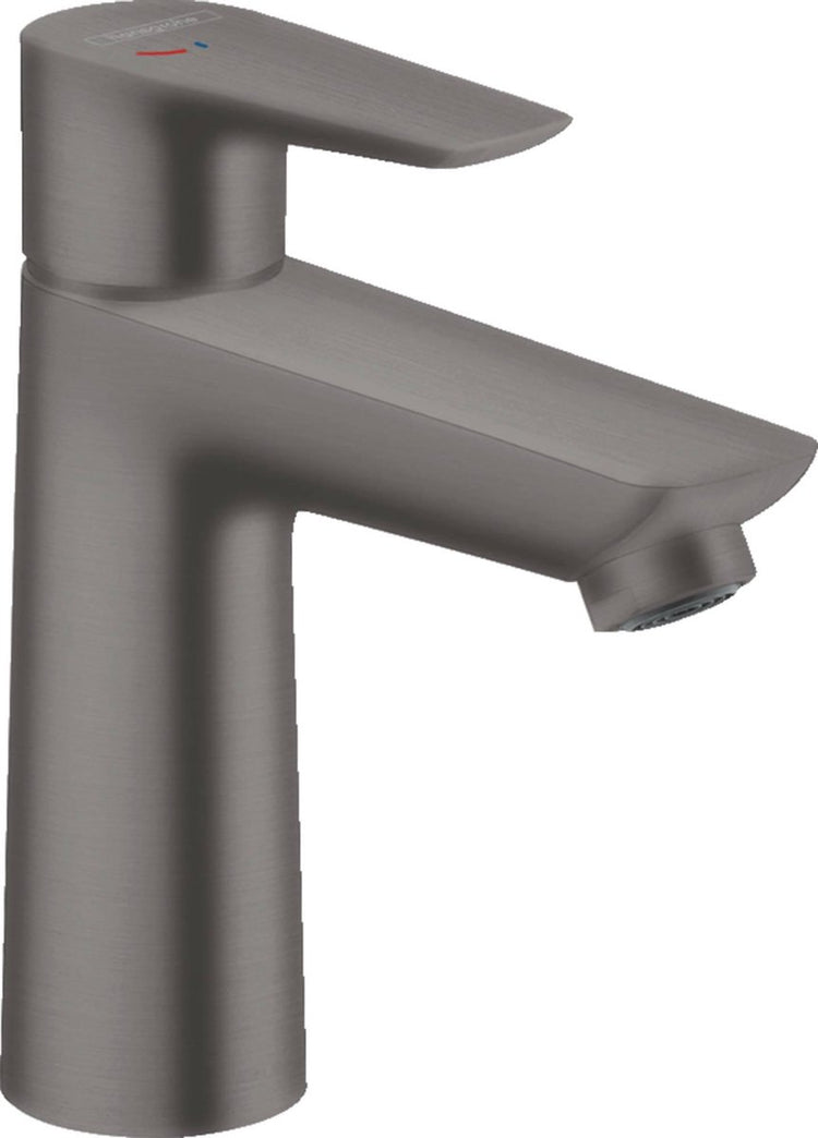 Hansgrohe talis e – Waschtischarmatur – Einhebelbedienung – Kaltstart energiesparend – ohne Ablaufgarnitur – 110 mm Größe – gebürstetes Schwarzchrom