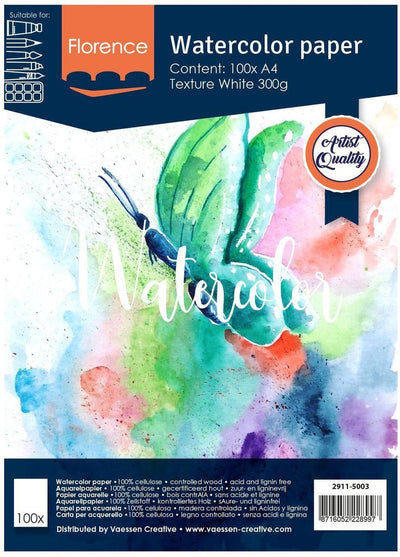 Florence Vaessen Florence Aquarellpapier – A4 – 300 g – 100 Blatt