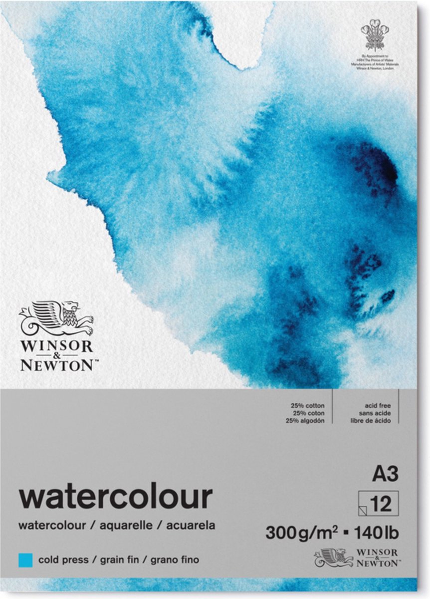 Winsor Newton klassischer Aquarellpapier-Körnungsflossenblock 300 Gramm A3