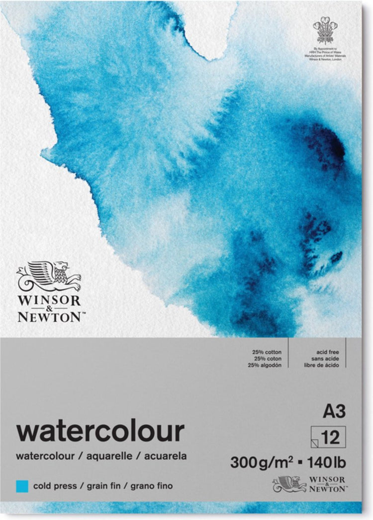 Winsor Newton klassischer Aquarellpapier-Körnungsflossenblock 300 Gramm A3