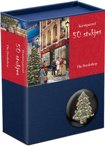 Tucker's Fun Factory Weihnachtspuzzle aus Holz – The Bookshop – 50 Teile 13,5×12cm (B×H) – Puzzles