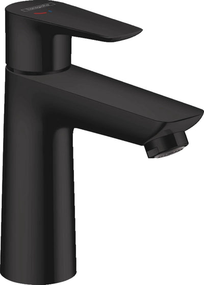 Hansgrohe talis e – Waschtischarmatur – Einhebelbedienung – Kaltstart energiesparend – ohne Ablaufgarnitur – 110 mm Größe – mattschwarz