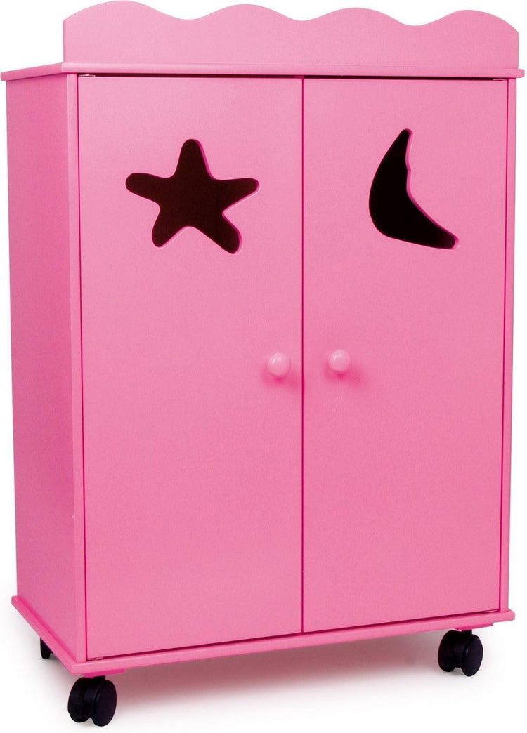 Kleiner Fuß Holzpuppengarderobe rosa