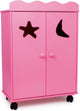 Kleiner Fuß Holzpuppengarderobe rosa