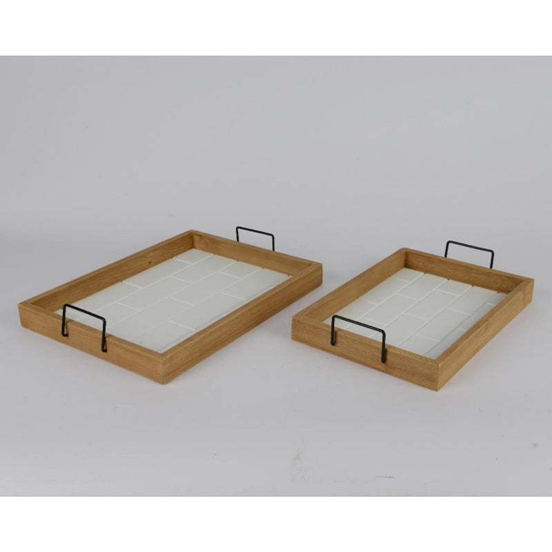 Decoris Tablett-Set 2-teilig aus Paulownia-Holz