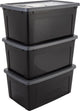 Iris Clearbox Aufbewahrungsbox – 50 l – Kunststoff – Schwarzgrau – 3er-Set