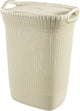 Curver Strickwäschekorb mit Deckel – 57 l – Oasenweiß