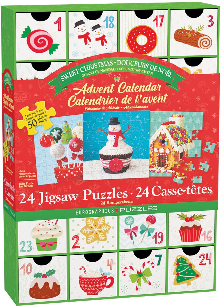 Eurographics - Weihnachtssüßigkeiten - 12×50 Stück 12,5×12,5cm (B×H) – Adventskalender