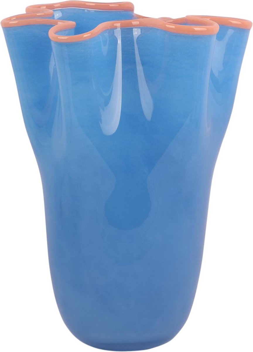 Present Time Vase Rüschen – Blau – ø23 cm – Glas – skandinavisch – Blumenvase – Heimdekoration – dekorative Vase für Wohnzimmer oder Schlafzimmer
