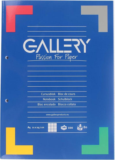 Galerie-Kursblock, ft A4, 80 g m², 2-Loch-Lochung, kariert 5 mm, 100 Blatt