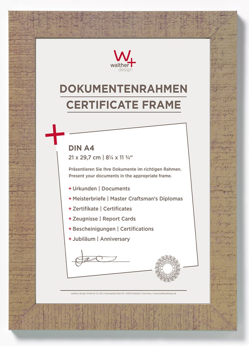 Walther Home - Holzrahmen - Fotogröße 21x29,7 cm (Din A4) - Beigebraun