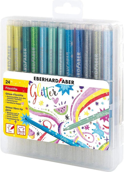 Eberhard Faber Filzstifte EFA Glitzer, sortierte Aufbewahrungsbox mit 24 Farben, EF-551024