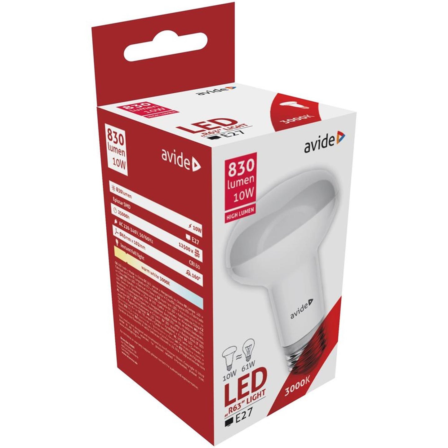 Avide LED R63 10W E27 3000K 830 Lumen