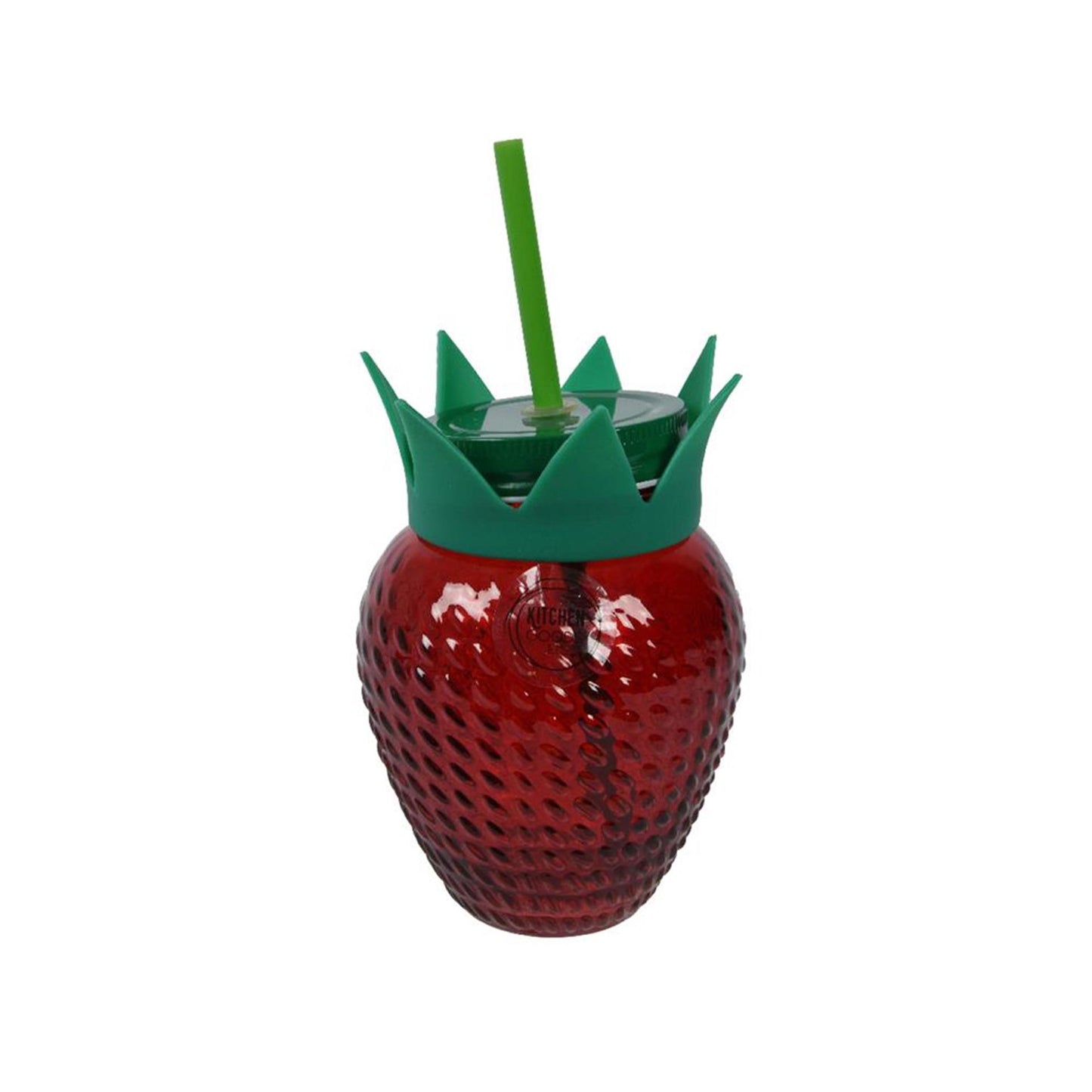 Decoris Trinkglas Erdbeere mit Strohhalm Glas 450ml