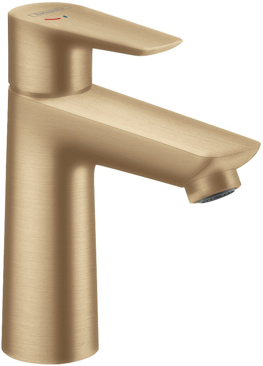 Hansgrohe talis e – Waschtischarmatur – Einhebelbedienung – Kaltstart energiesparend – ohne Ablaufgarnitur – 110 mm Größe – gebürstete Bronze