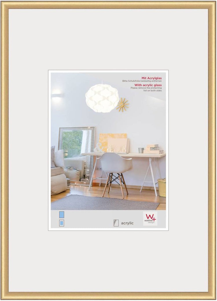 Walther New Lifestyle – Kunststoffrahmen – Fotogröße 70 x 100 cm – Kunstglas – Gold