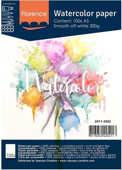 Sans Marque A5-Aquarellblock-Skizzenbuch ohne Markenzeichen, 100 Blatt 200 Gramm, 21 x 15 cm – Aquarellpapier – Aquarellblöcke, Zeichenblöcke – Hobby-Malmaterialien