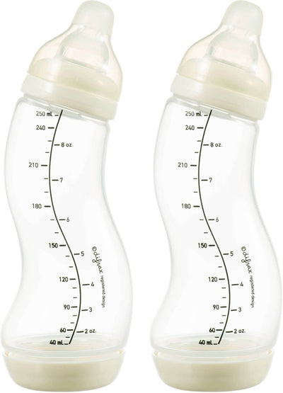 Difrax Natural S Babyflasche – 250 ml – Creme – 2 Stück – Anti-Kolik