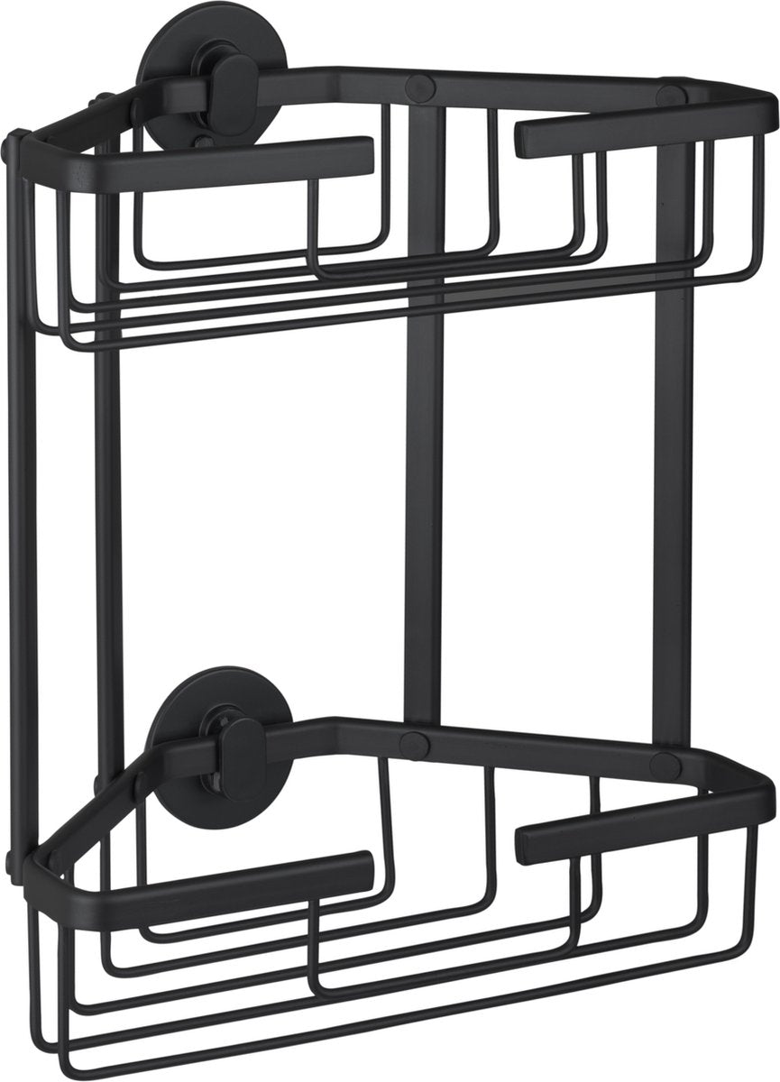 Differnz-Drahtkorb – 2-lagiges Dreieck – ohne Bohren – Aluminium – 28 x 13 x 30 cm – schwarz