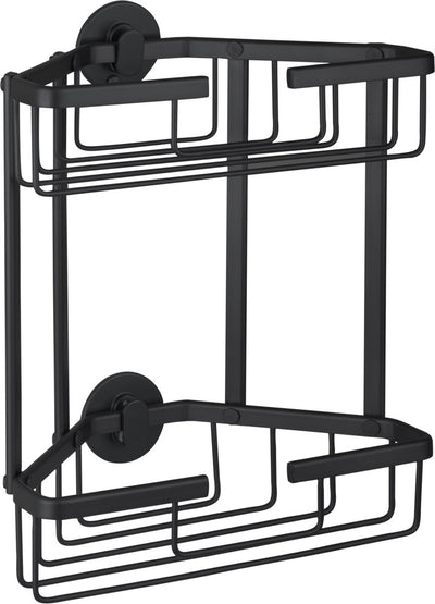 Differnz-Drahtkorb – 2-lagiges Dreieck – ohne Bohren – Aluminium – 28 x 13 x 30 cm – schwarz