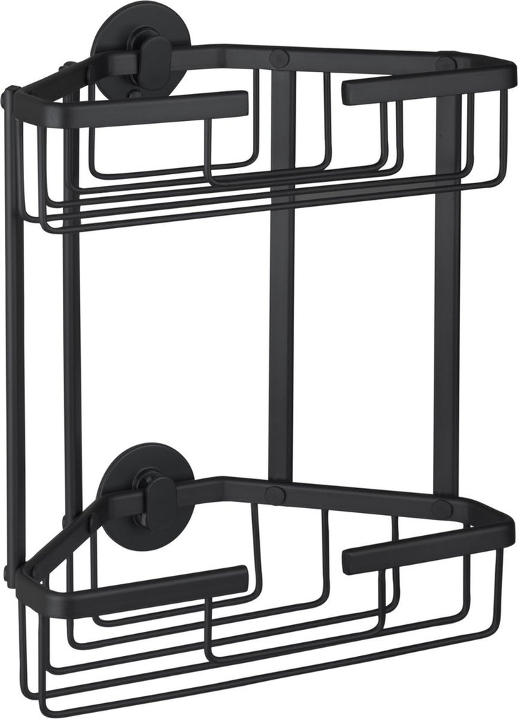 Differnz-Drahtkorb – 2-lagiges Dreieck – ohne Bohren – Aluminium – 28 x 13 x 30 cm – schwarz