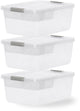 Iris storage Aufbewahrungsbox mit Clips und Einlegeschale – 12,5 l – organisierbar – Kunststoff – transparent grau – 3er-Set