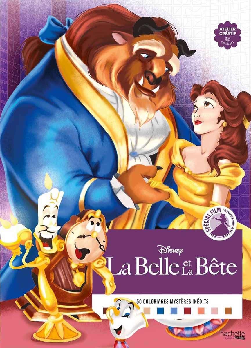 Hachette Heroes 50 Coloriages Mystères Inédits – Disney La Belle et la Bête – Malbuch zum Ausmalen nach Zahlen für Erwachsene und Kinder